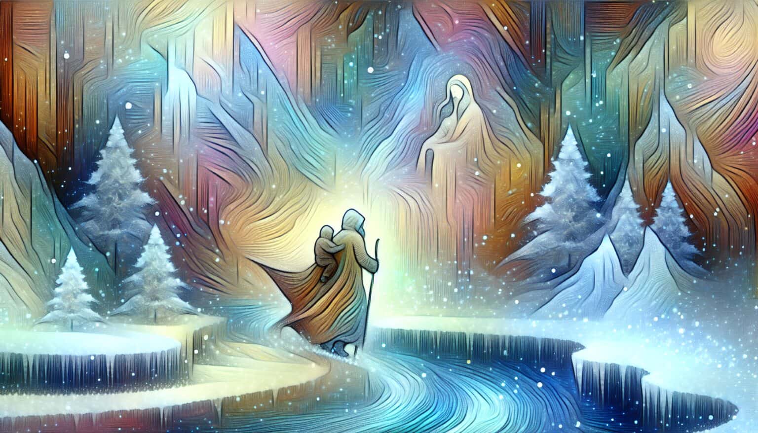 Dream of a Frosty World with Dad and a Frozen River