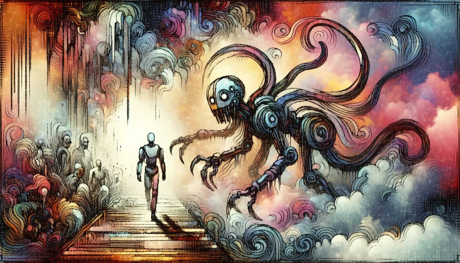 Exploring a Mystical Game World with a Spooky Robot Monster