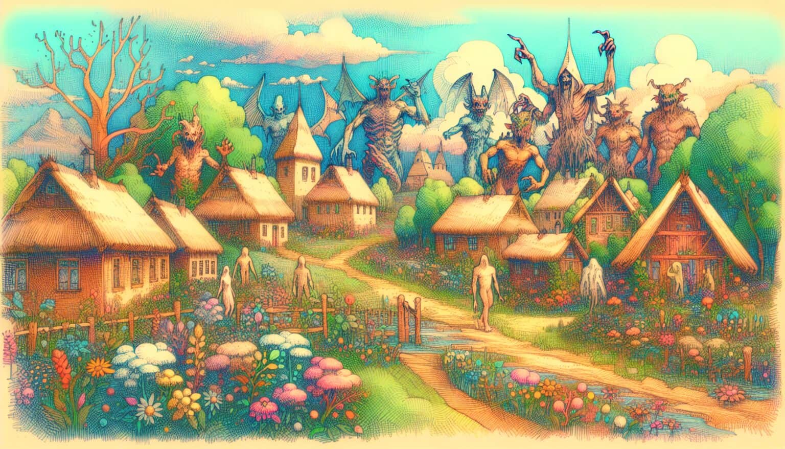 Exploring Scary Monsters in a Peaceful Village Dream