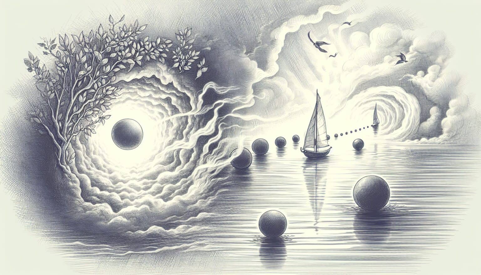 Dream of a Ball's Journey: From Dark Bushes to Calm Sail