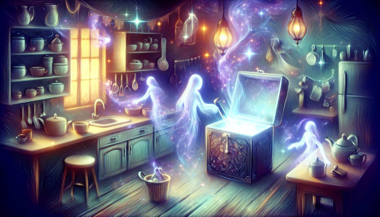 Mystical Helpers and Magic Box in Dream Kitchen Mystical Helpers and Magic Box in Dream Kitchen