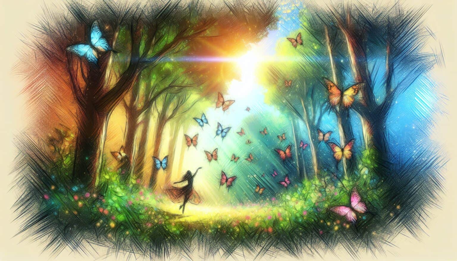 Butterfly Dance in a Magic Forest: Dreaming of Sunshine and Trees