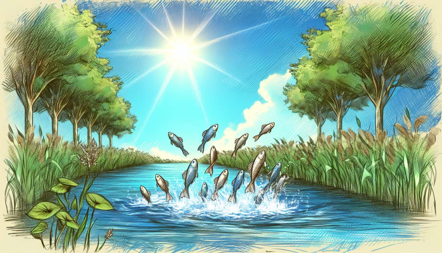 Dream About Blue Sky and Happy Fish Dream About Blue Sky and Happy Fish