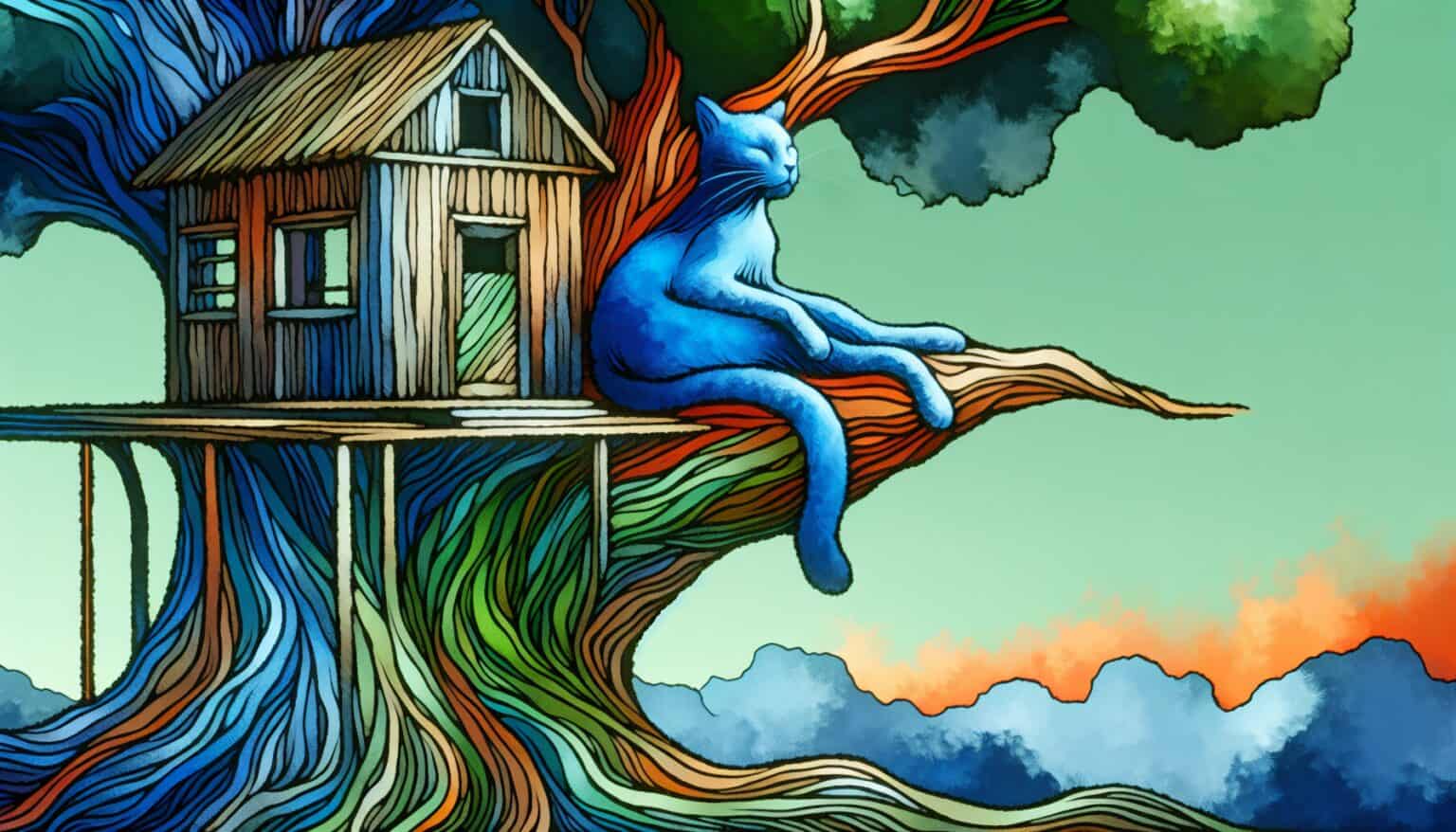Tree House and Blue Cat Dream Meaning